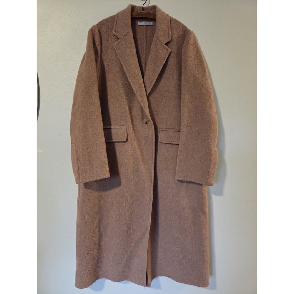 Vince Brushed Wool Alpaca Long Coat Vintage Rose Pink Large MSRP $695 Trench EUC - Picture 1 of 11